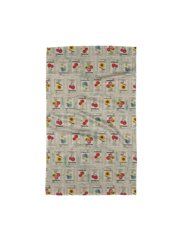 Flower Seed Packs Tea Towel