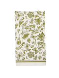 Green floral and animal patterned towel with green and white 