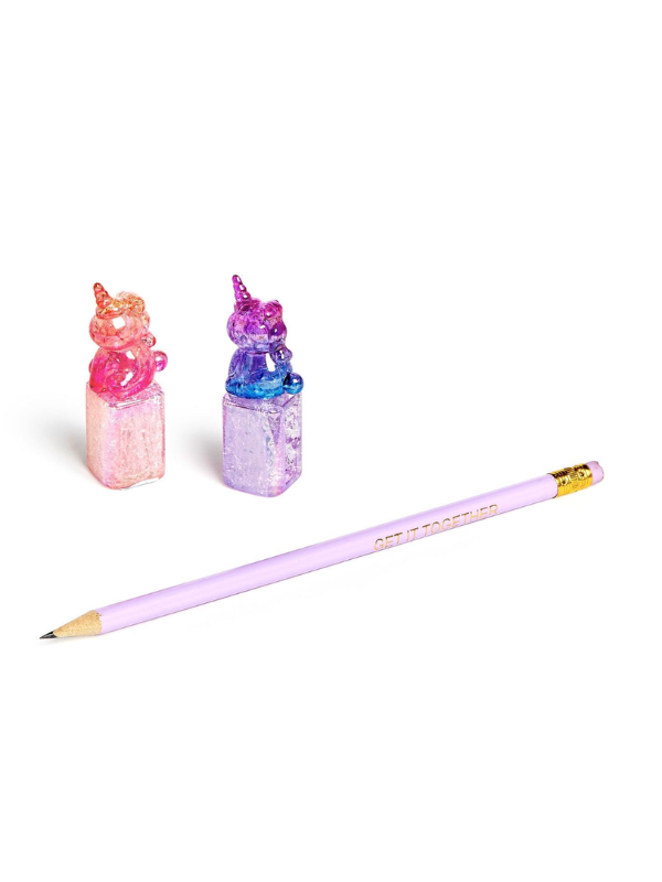 Glitter ombre pencil sharpener with with unicorn shape 