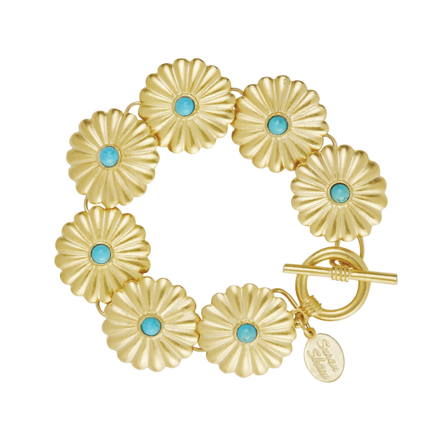 Gold 7 Concho with Turquoise Toggle