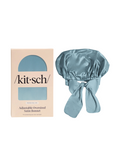 A blue oversized satin bonnet by kitsch