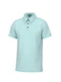 teal blue polo with dogs on it 