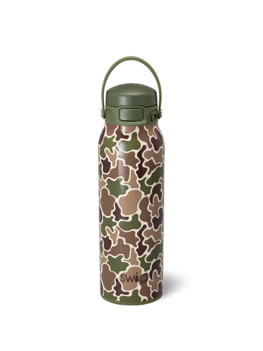 Hunting Camo EZ Fill 32oz Bottle By Swig browns and greens
