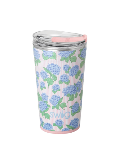 Hydrangeas 24oz Party Cup Tumbler by Swig Life slide lid leakproof
