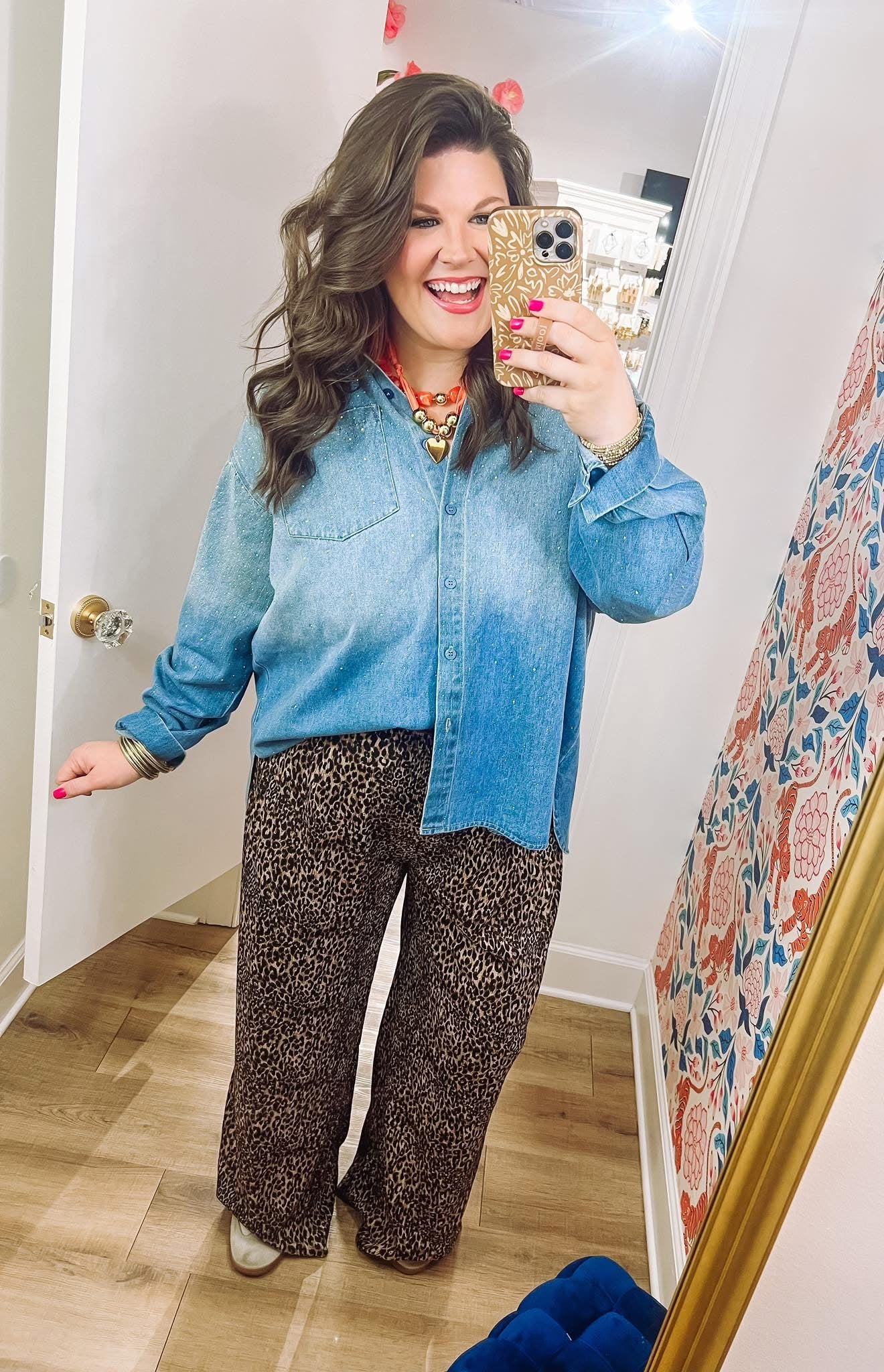 The Ames Sequin Denim Top