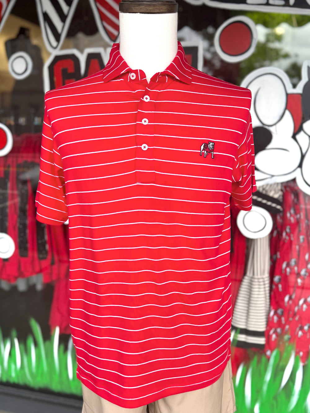 UGA Standing Dawg Camellia Cotton Lyocell Performance Polo
