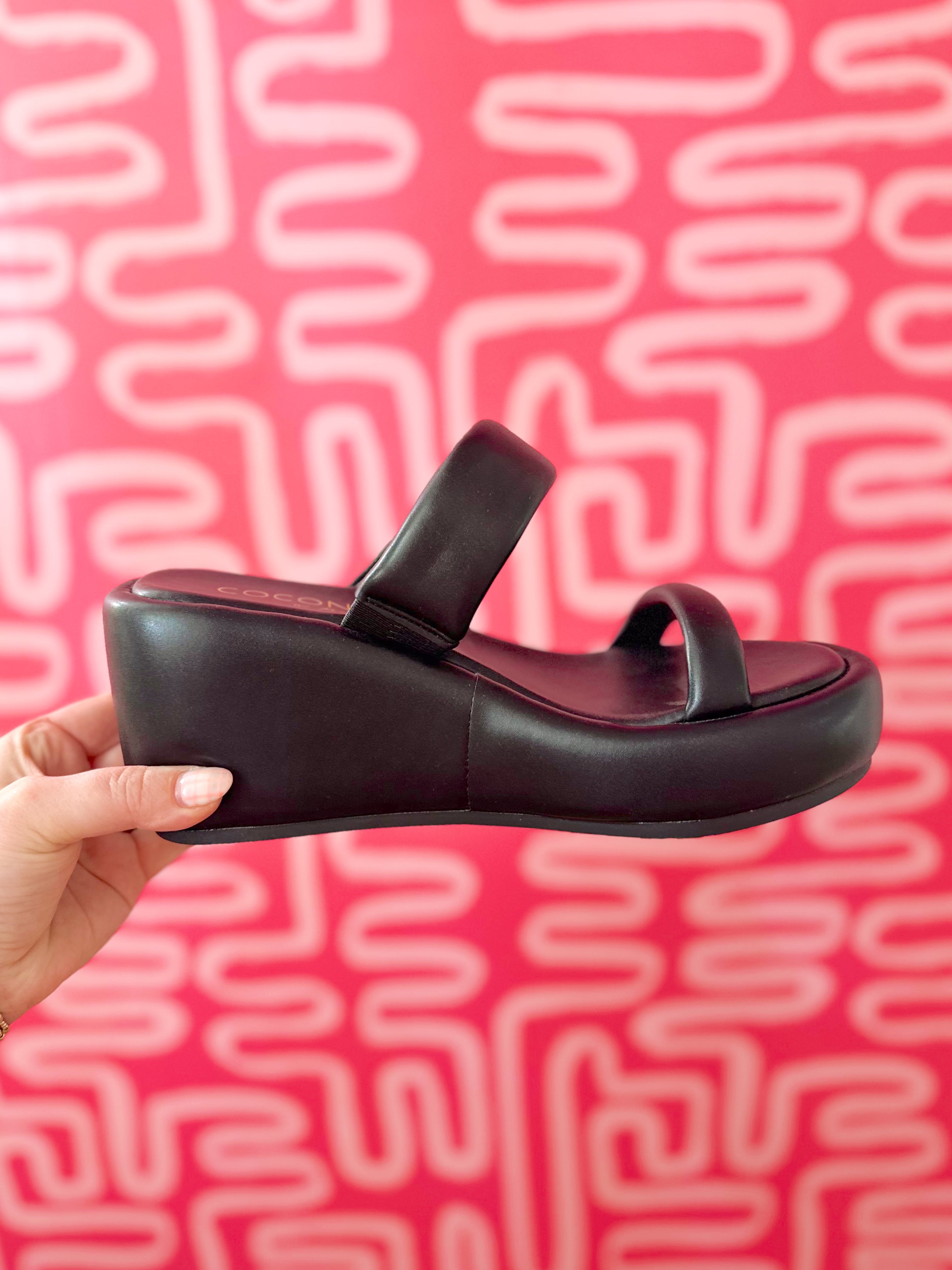 Unique Wedge Sandal in Black by Matisse