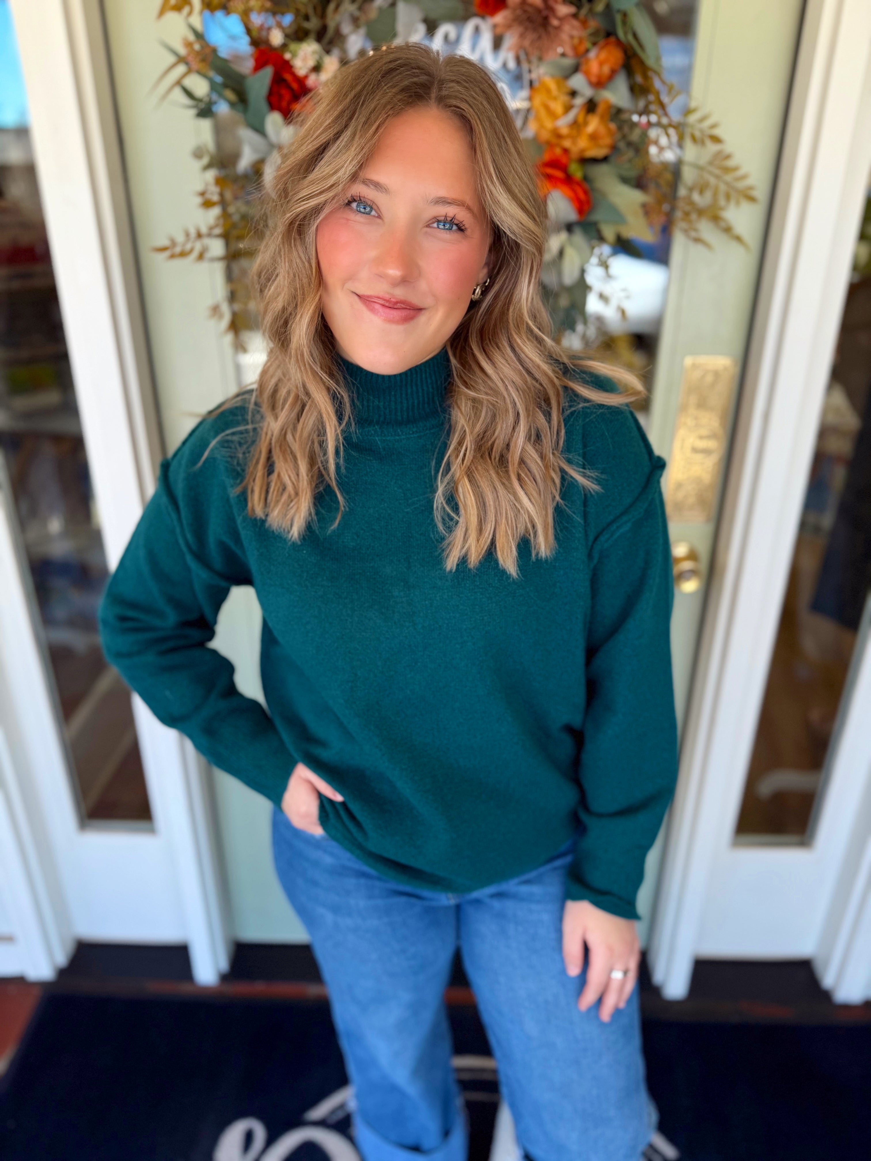 The Avery Sweater in Dark Teal