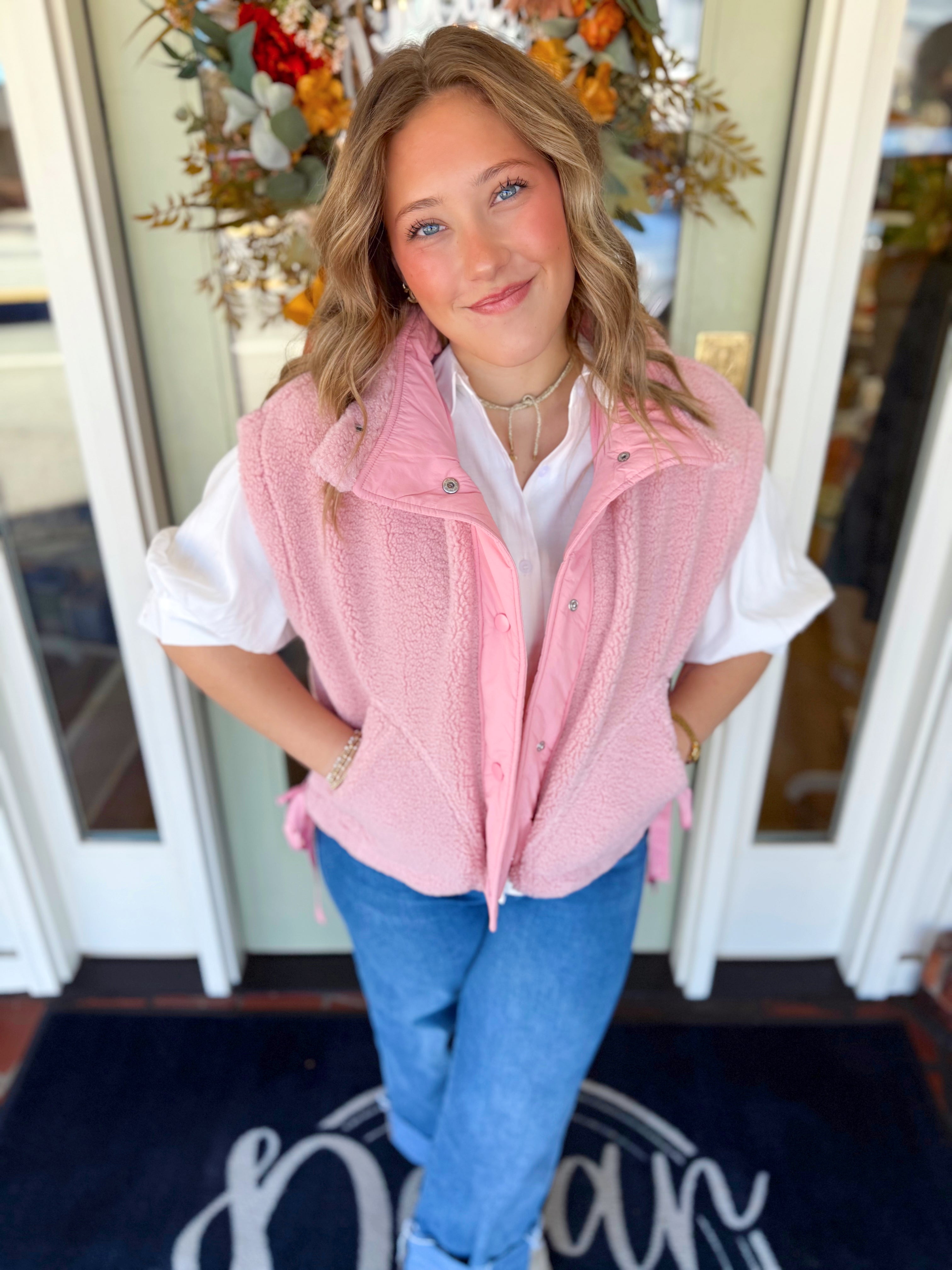 The Kamden Fleece Vest in Pink