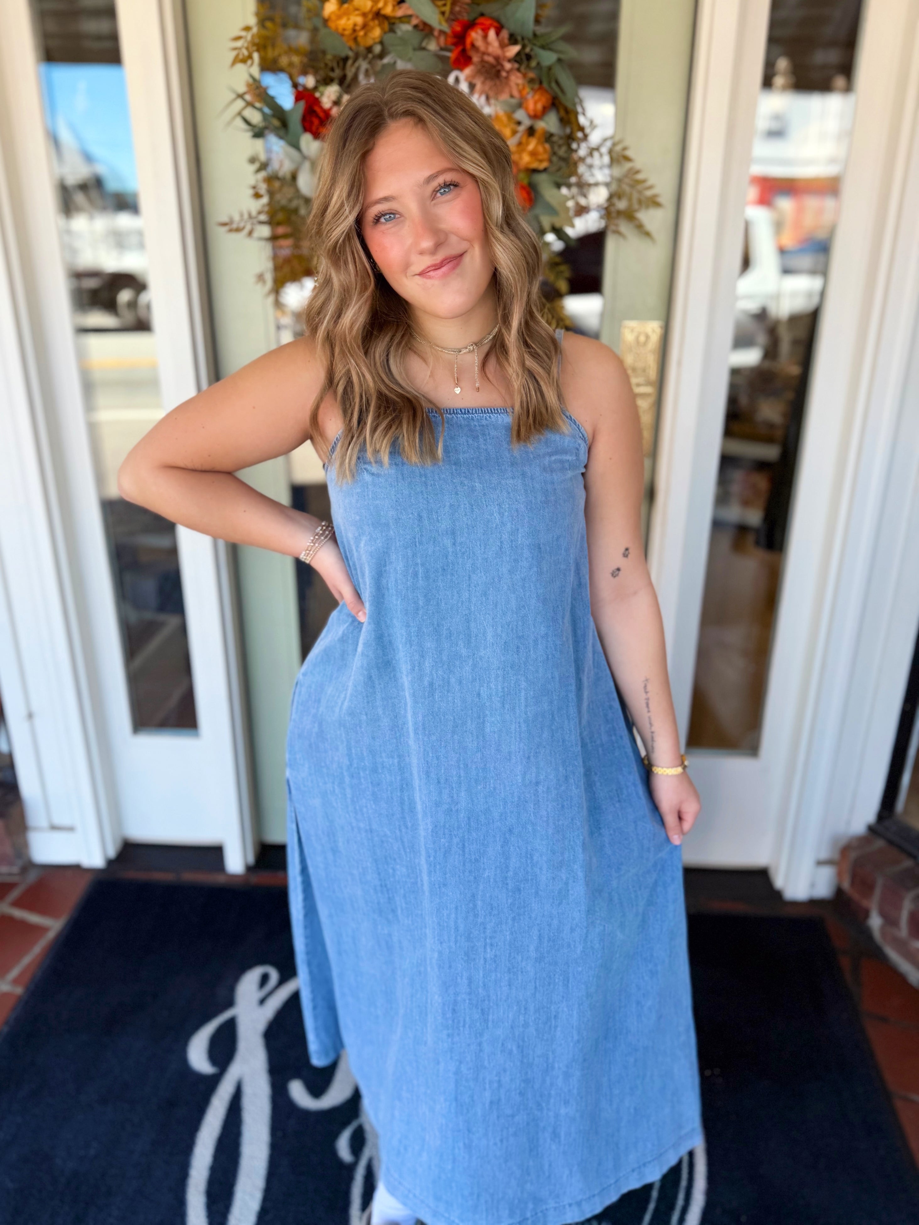The Penny Denim Maxi Dress