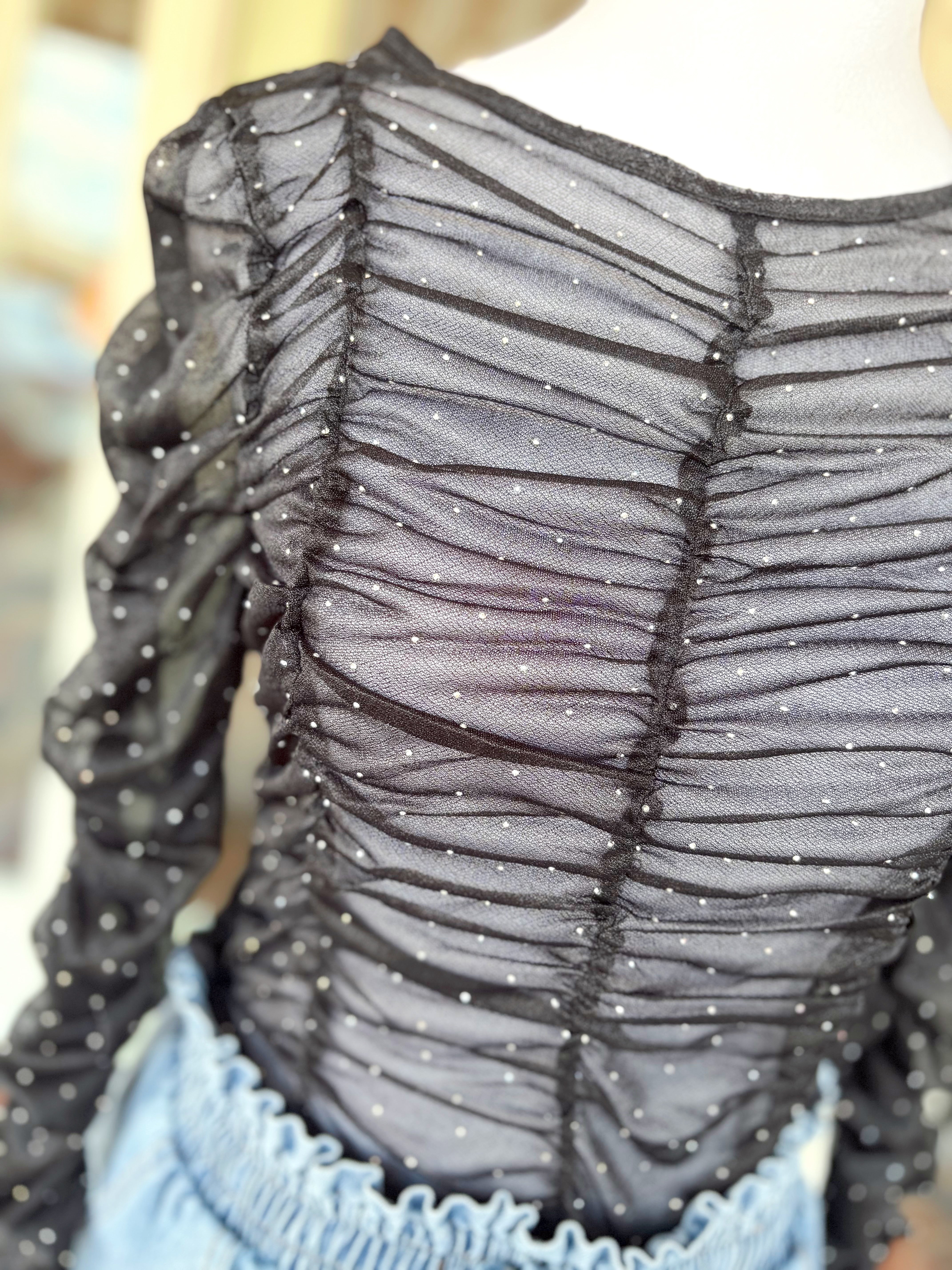 The Hensley Rhinestone Mesh Top