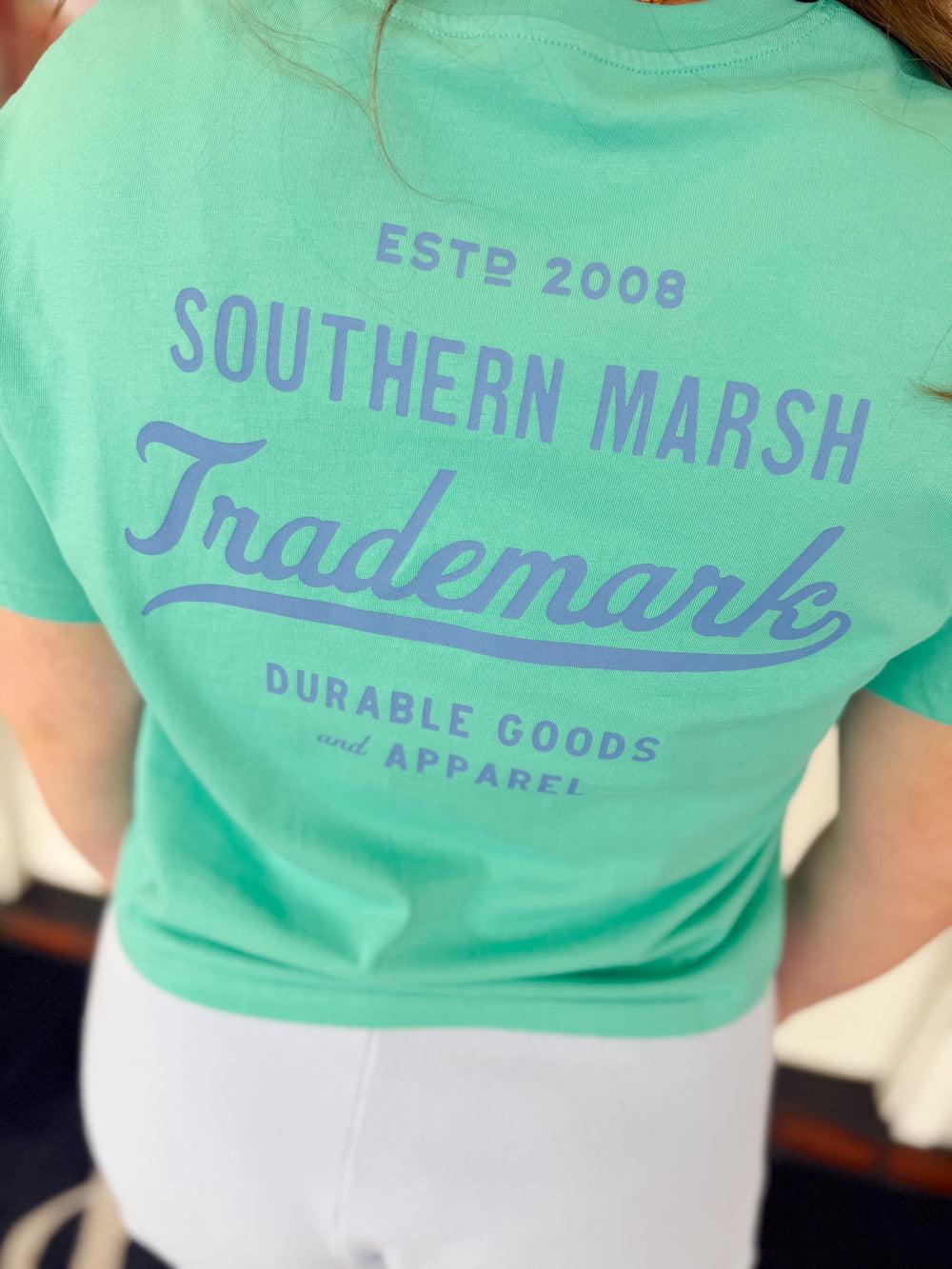 Ballpark Trademark Tee in Mint By Southern Marsh