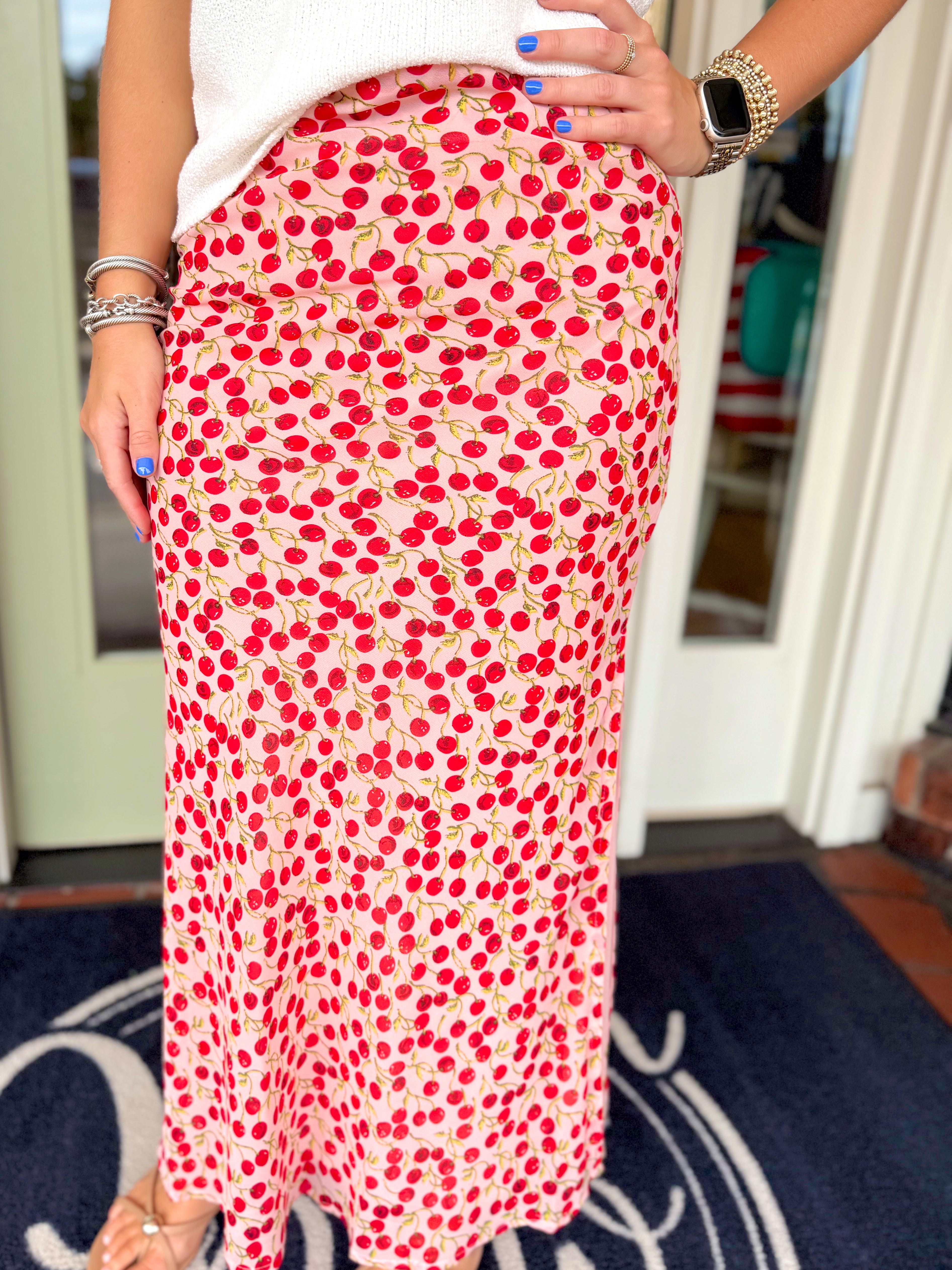 The Callie Cherry Printed Maxi Skirt