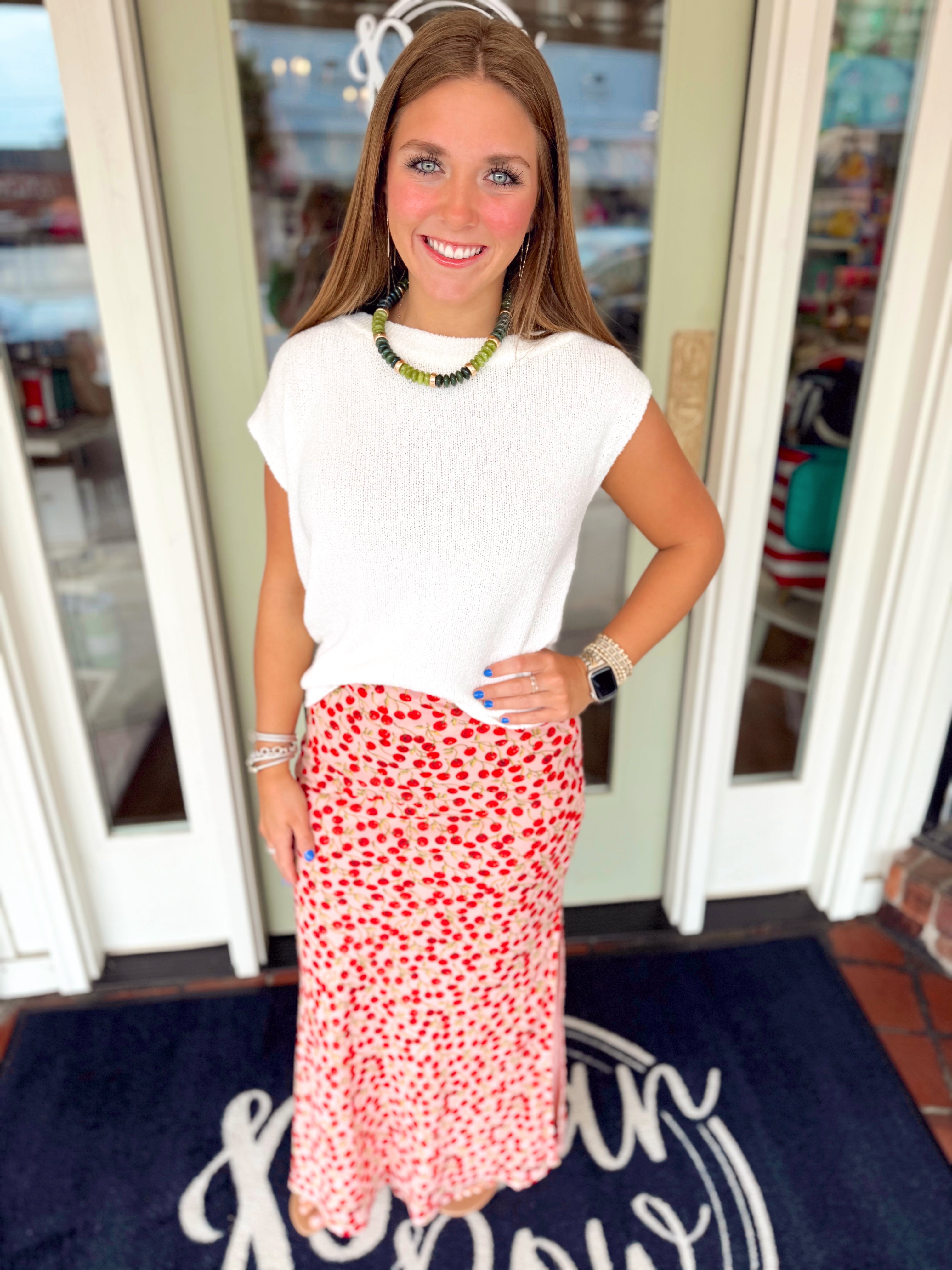 The Callie Cherry Printed Maxi Skirt
