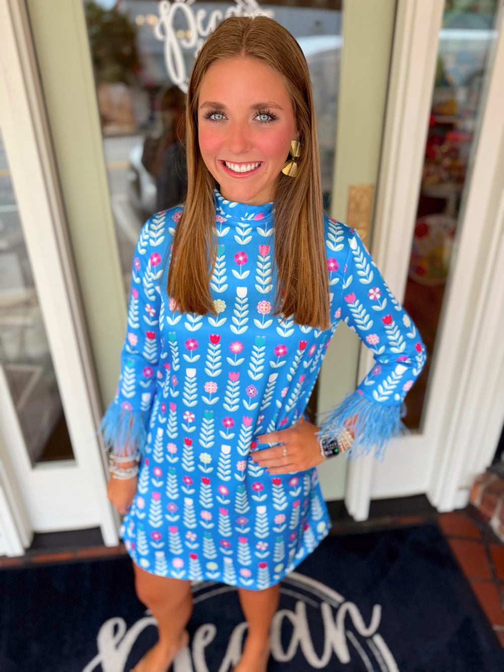 The Grace Luxe Feather Caftan Mini