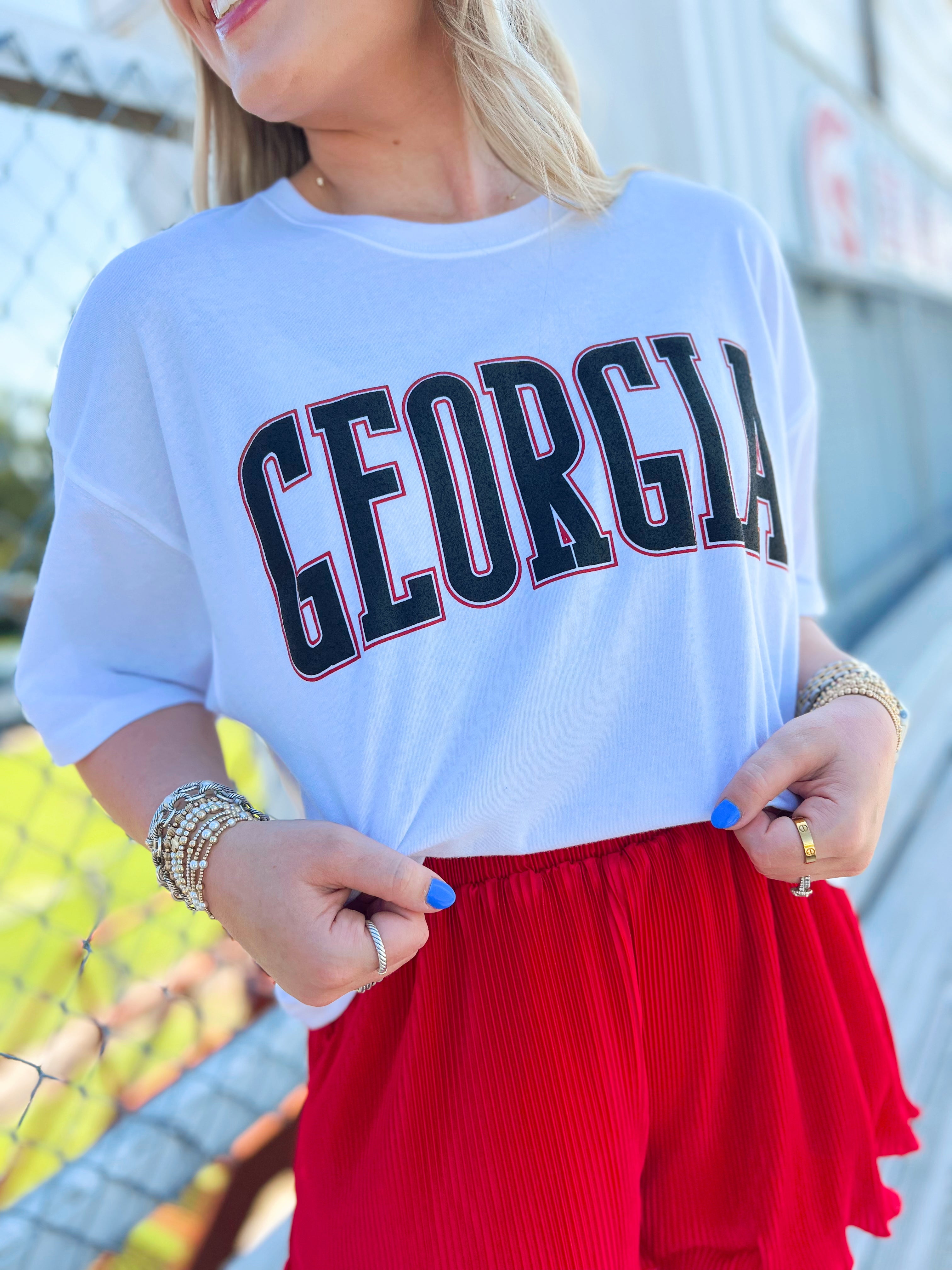 Georgia Puff Print Crop Top in White