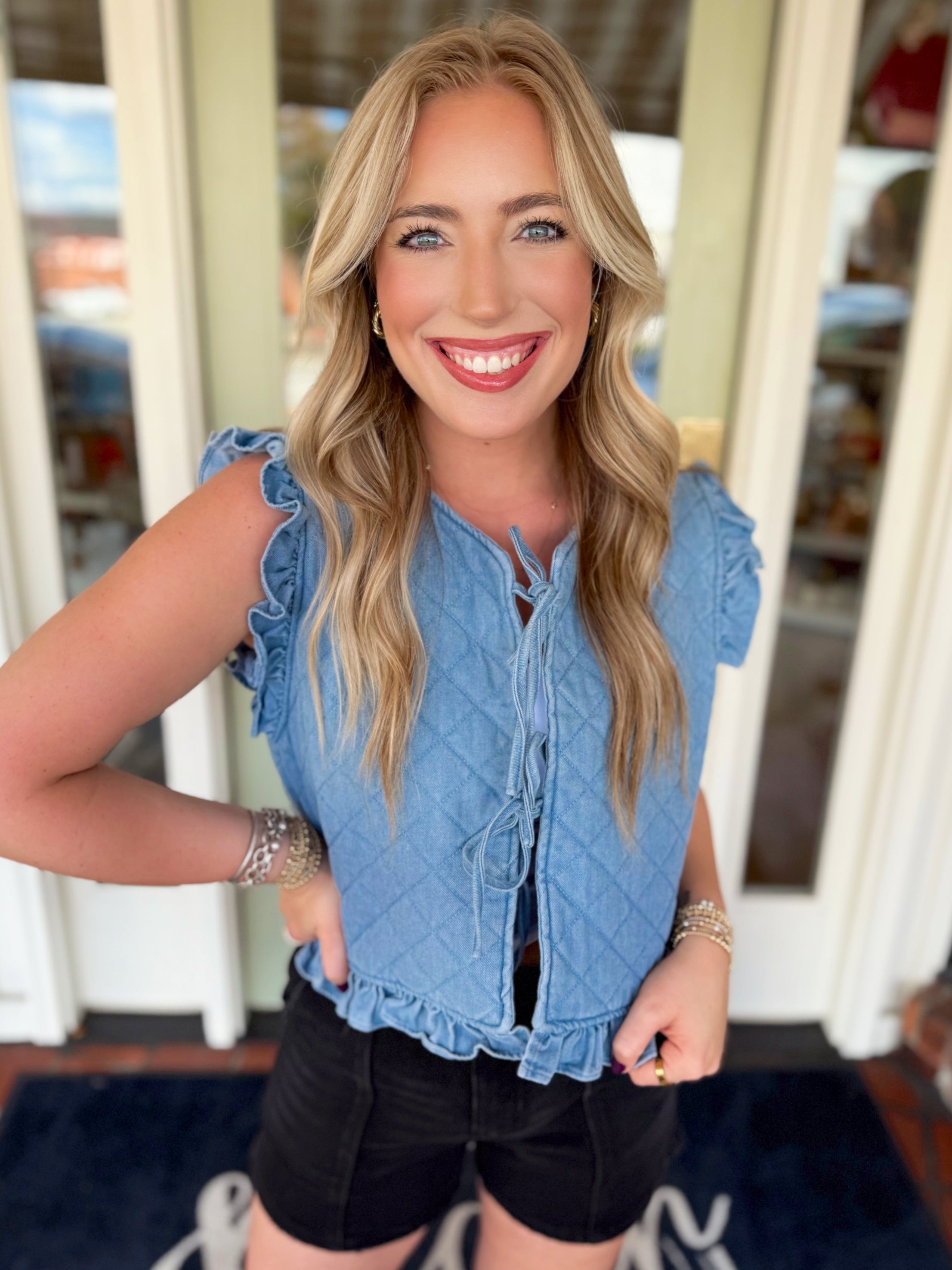 The Emmaline Quilted Denim Vest