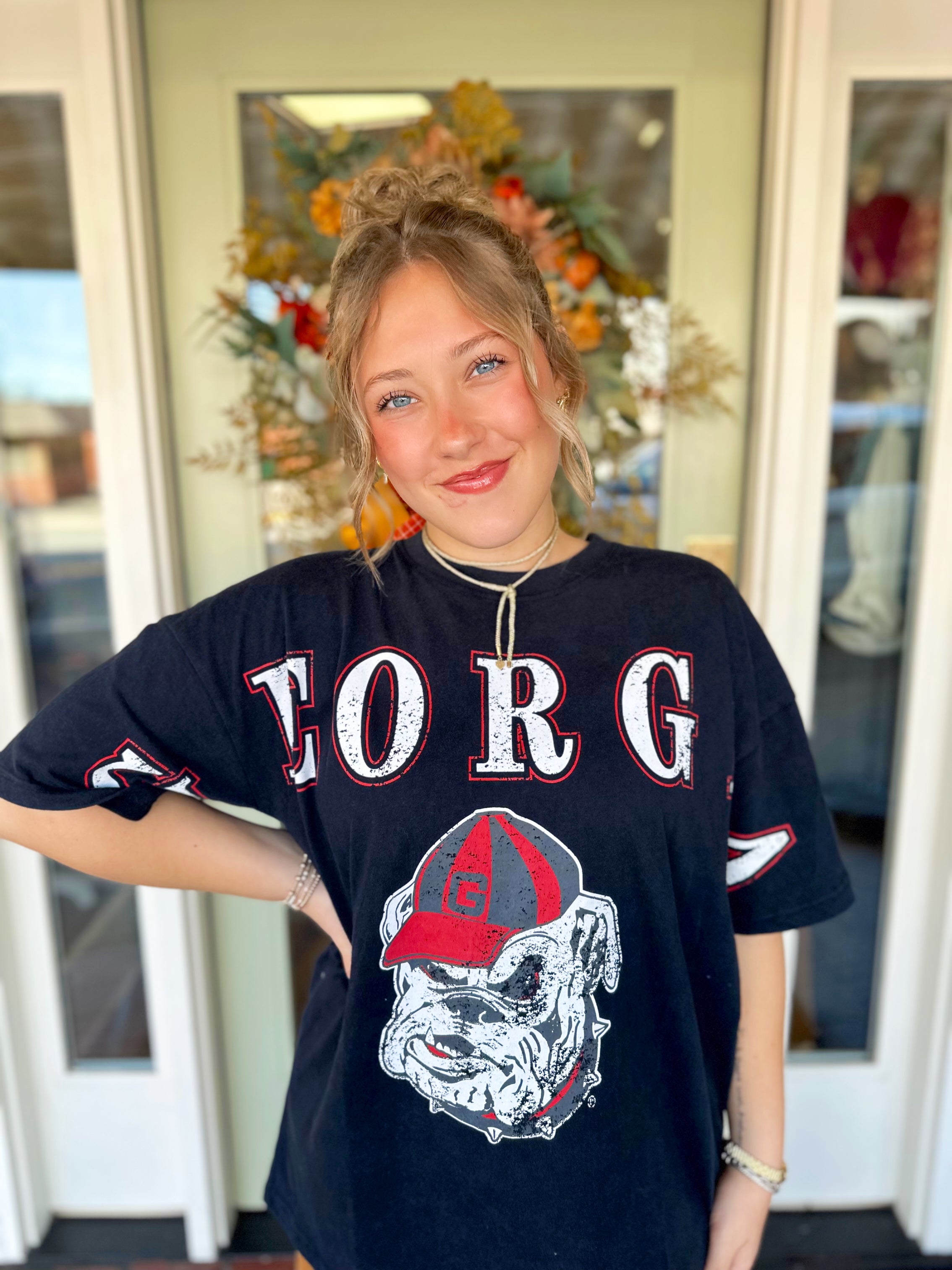 Georgia Washed Black Distressed Tee