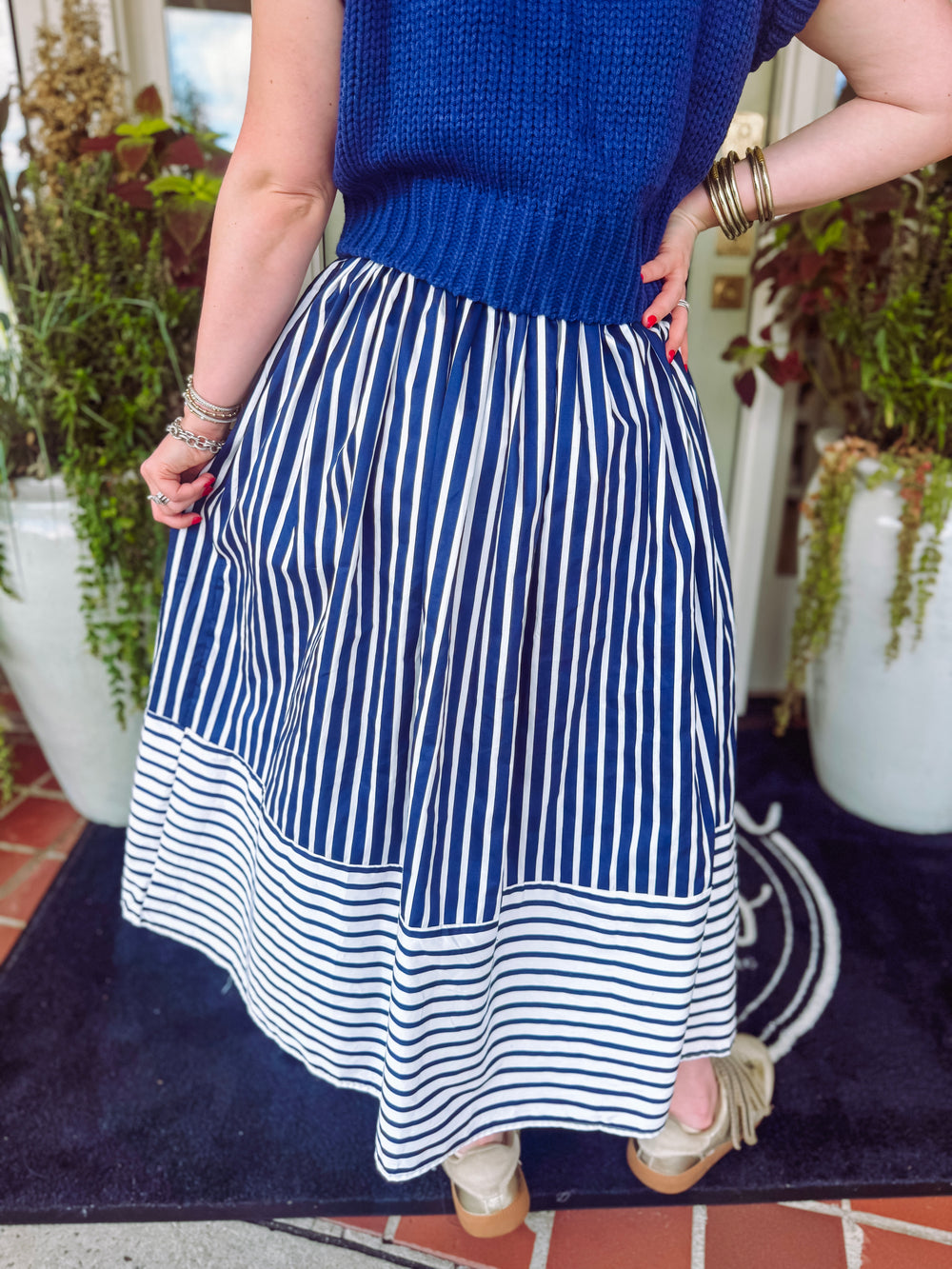 The Sasha Striped High Waist Midi Skirt (S-L)