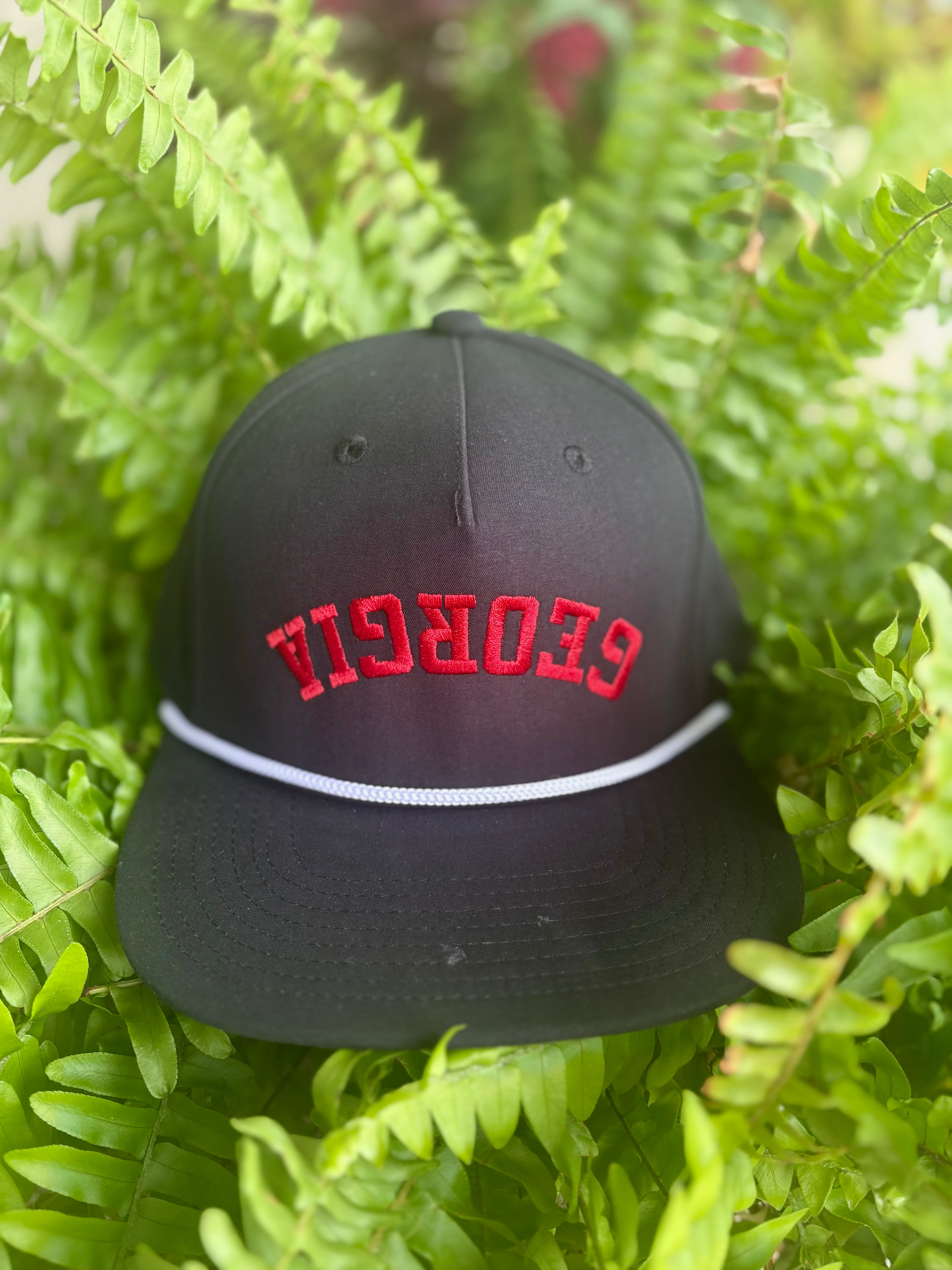 Upside Down Georgia Hat with Red Lettering