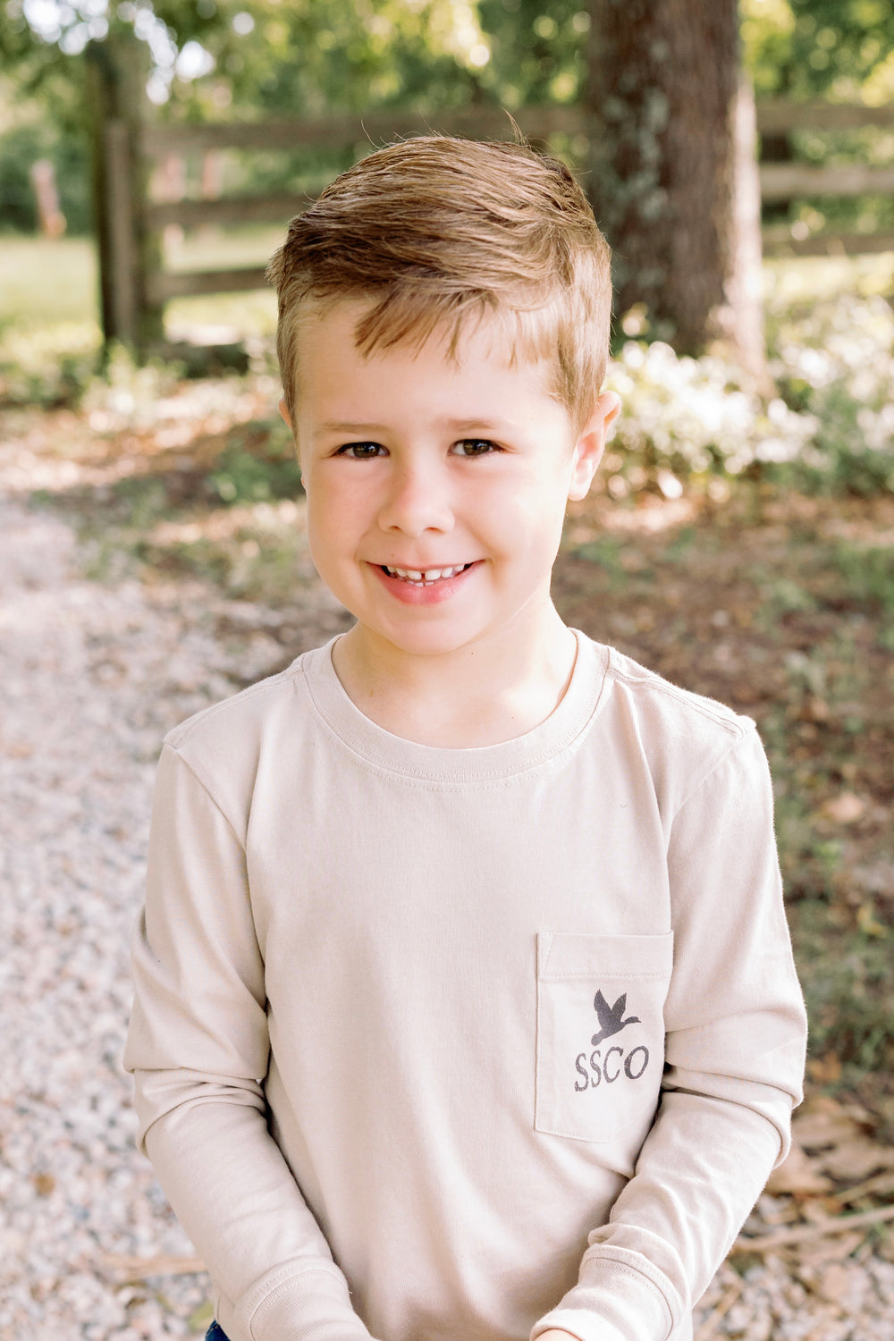 Youth Camo Flight Long Sleeve Tee in Taupe By Southern Shirt Co.