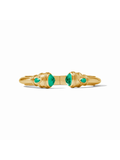 Gold bracelet with green gemstones