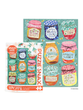 A children's jigsaw puzzle and its packaging featuring colorful illustrations of honey jars, bees, and honeycomb patterns on a teal background. The packaging reads 'Puzzle Snax' and shows the brand 'Wacko Jax'.