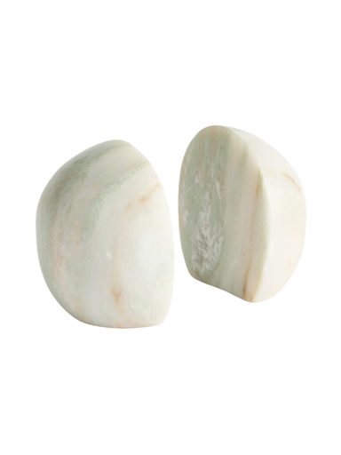 Two white marble stone bookends