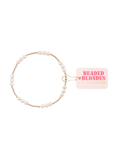 Kids Size ILY Pearl Beaded Bracelet beaded blondes