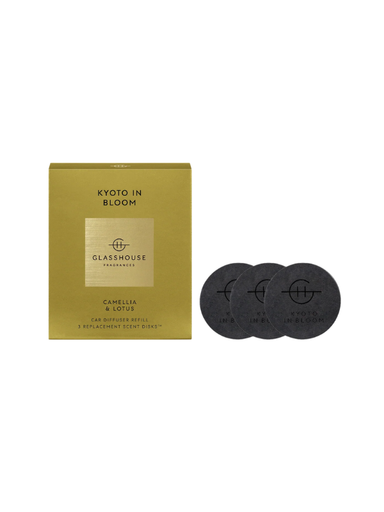Camellia and lotus kyoto in bloom floral scent car diffuser refills by glasshouse fragrances