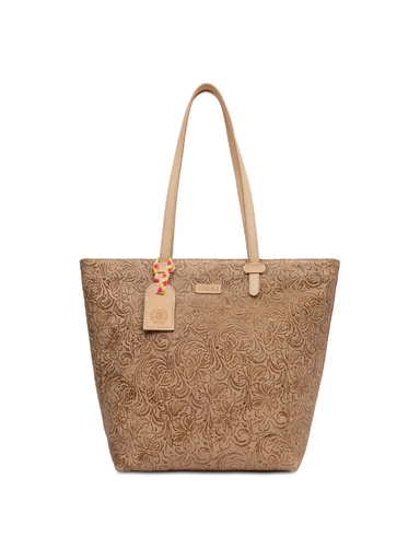 Cork tote bag with floral pattern on a white background