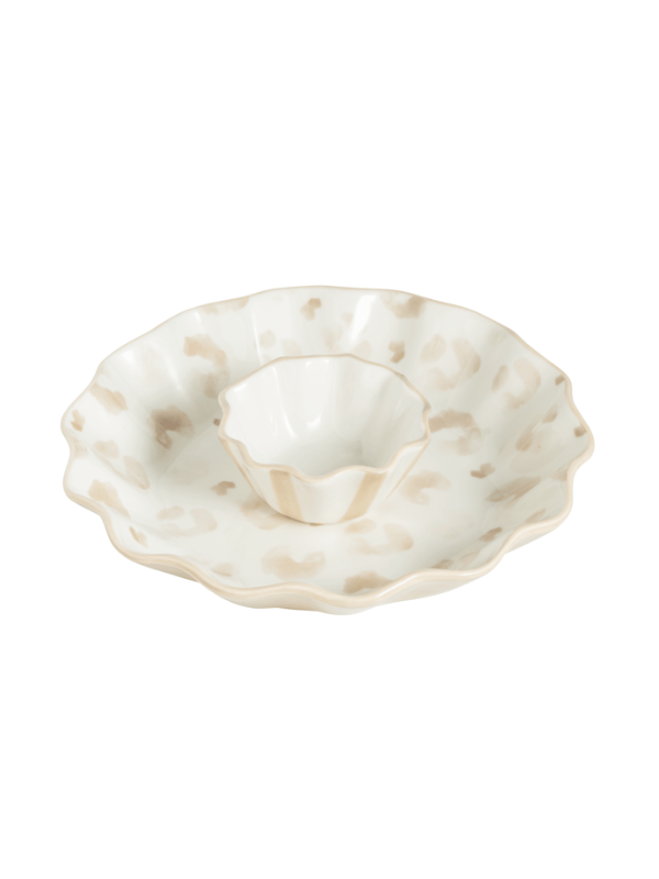 two piece leopard chip and dip platter