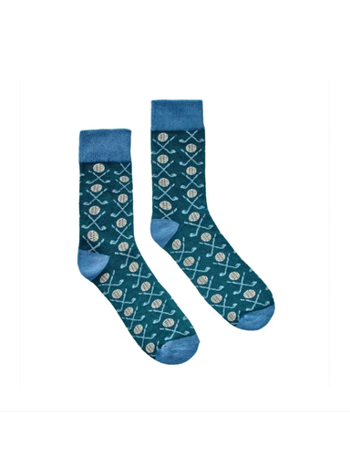 Pair of socks with golf-themed pattern 