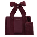 plum velvet tote bag