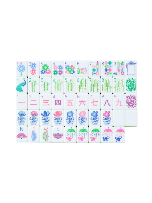 Set of colorful mahjong tiles