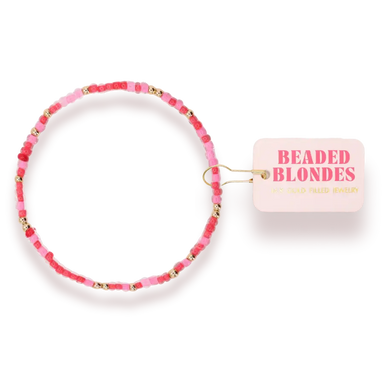 Love Bug Sprinkle Bracelet By Beaded Blonde red and pink 
