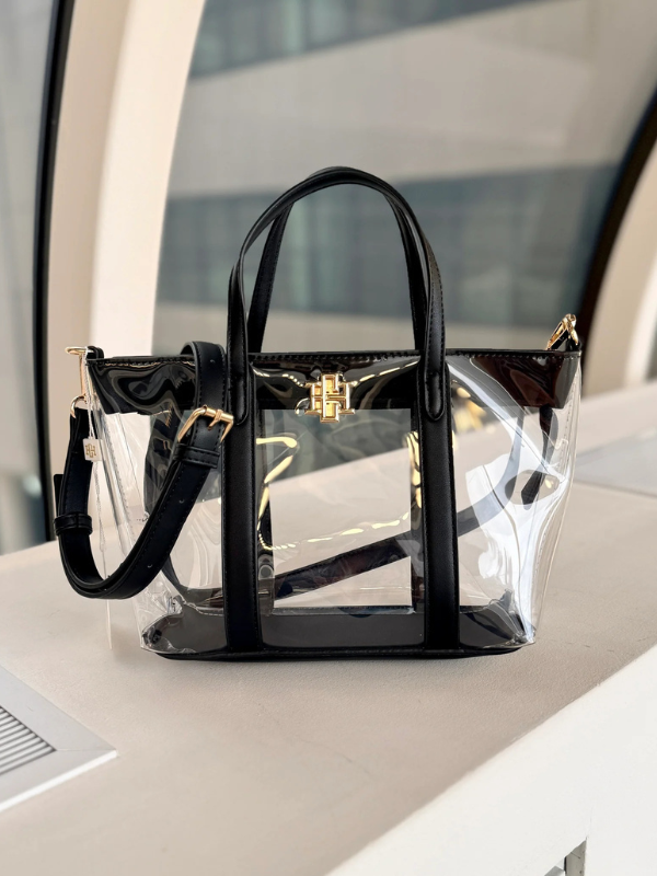 Molly Clear Mini Tote in Black stadium bag