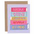mothers day card with a stack of books 