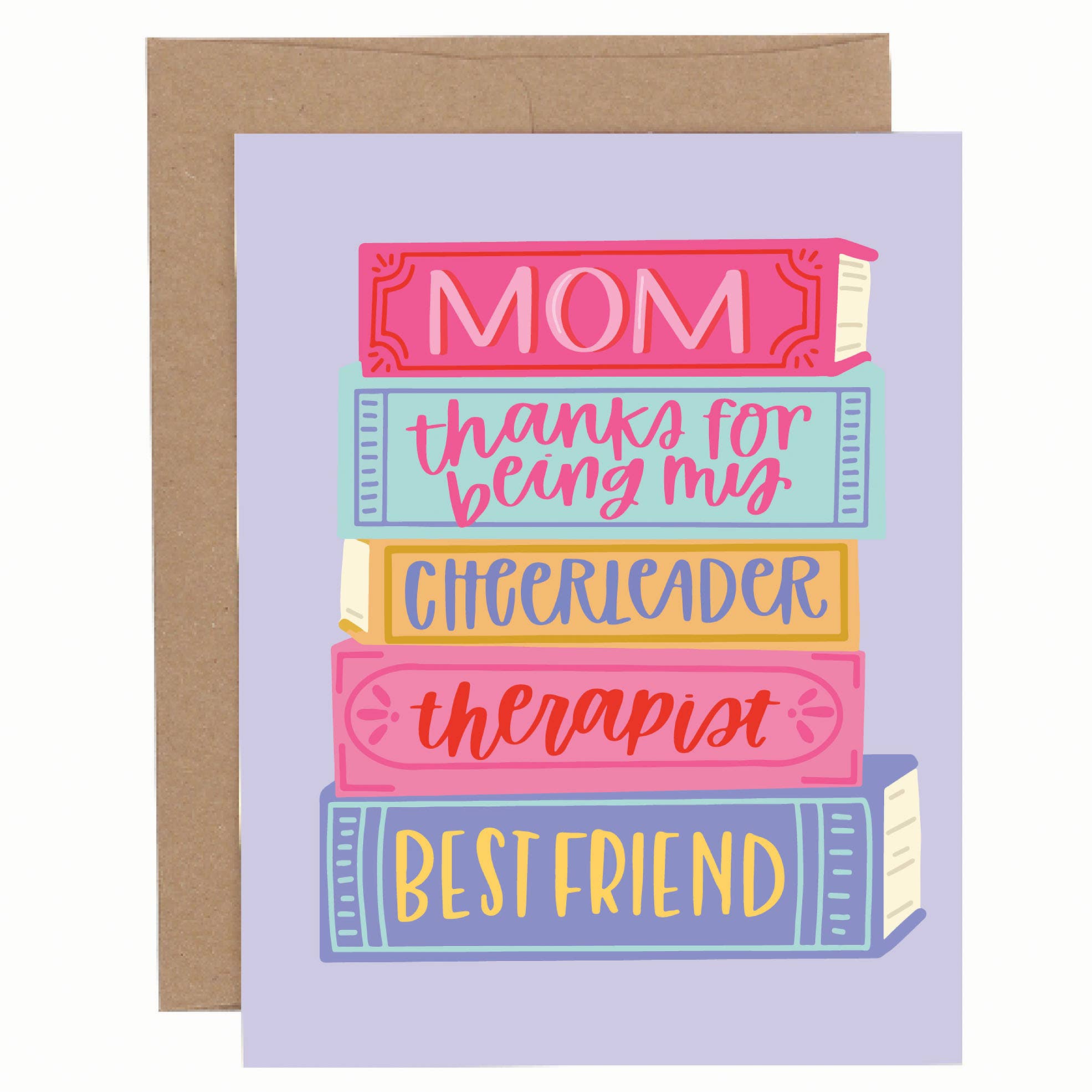 mothers day card with a stack of books 