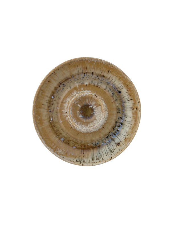 Multi-Color Stoneware Round Chip & Dip  platter brown