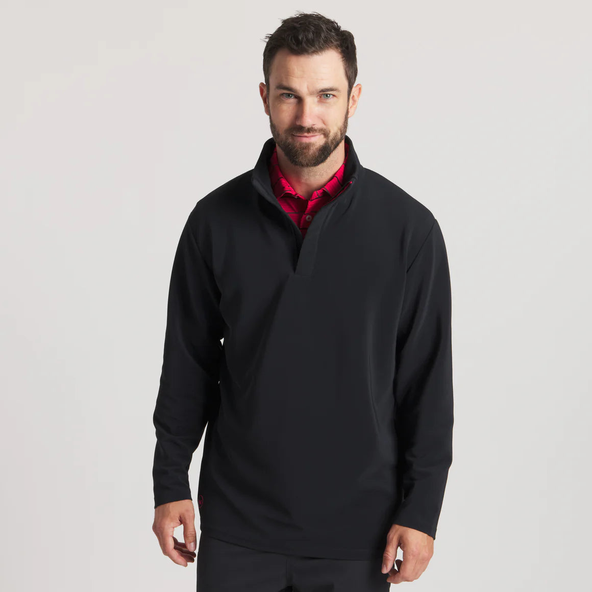 Canton Performance Quarterzip in Black/Red By Southern Marsh