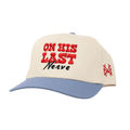 red and blue on his last nerve trucker hat