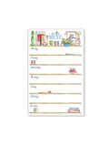 Weekly menu planner with icons for each day of the week 