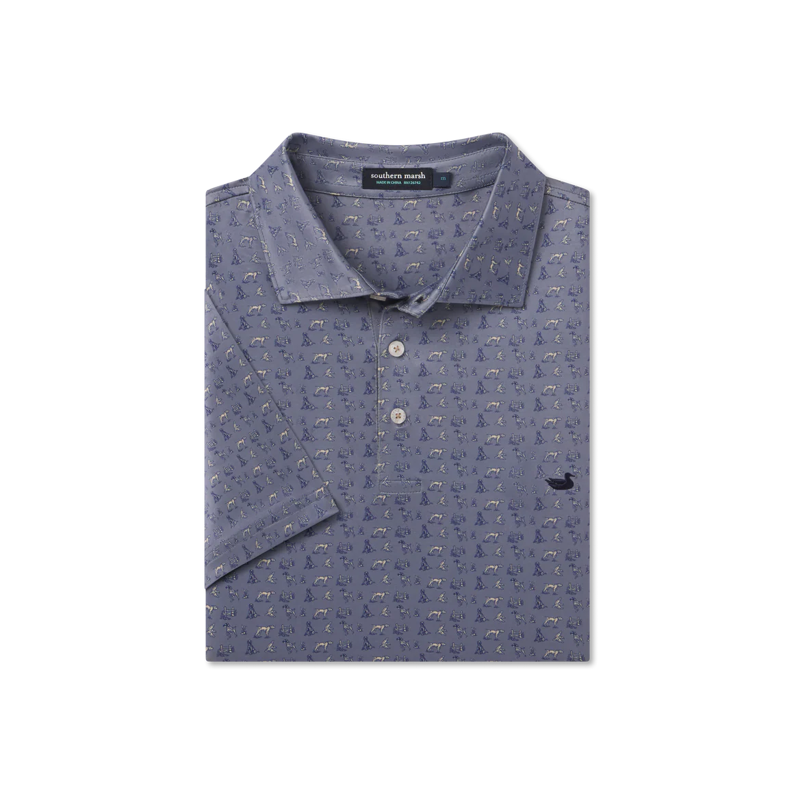 Mans Best Friend Polo - Pointer in Washed Blue