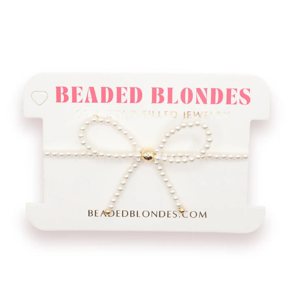 Beaded blondes pearl bow shaped bracelet