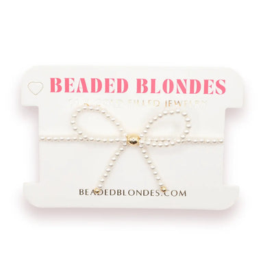 Beaded blondes pearl bow shaped bracelet