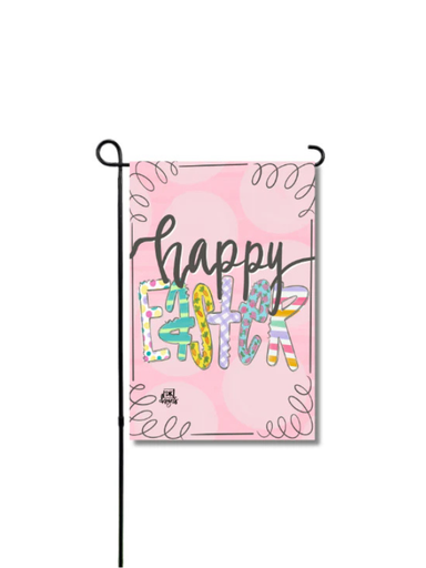 happy easter patterned garden flag