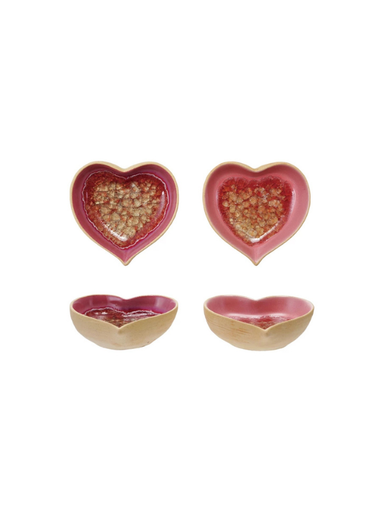Pink Heart Shaped Stoneware Dish two colors