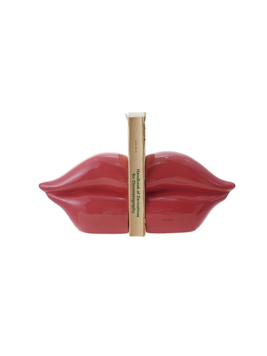 Pink Stoneware Lip Bookends