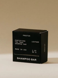 Black box of Preston Shampoo Bar on a beige background